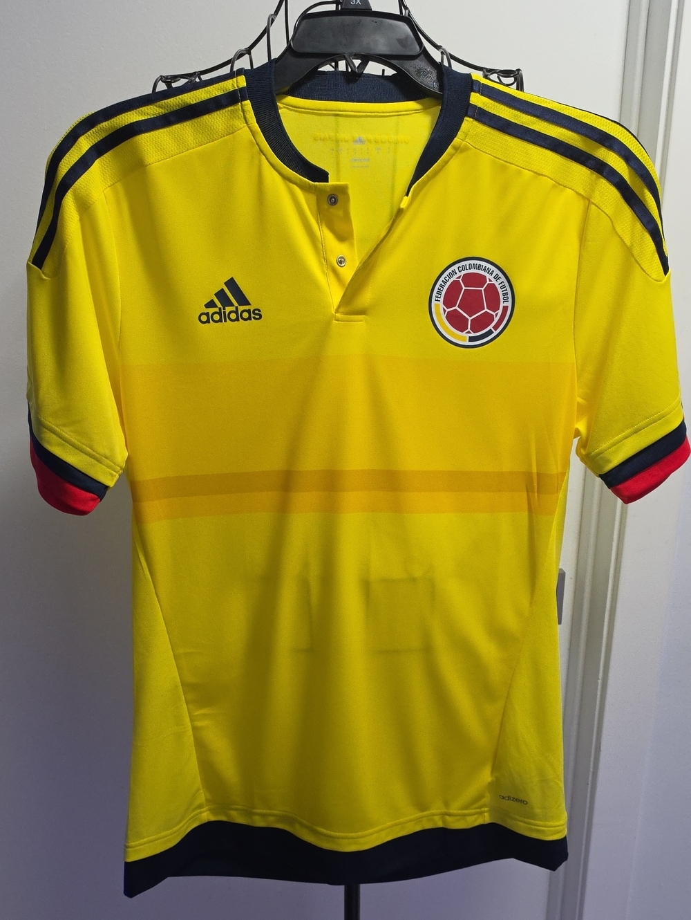 adidas Yellow Colombia National Team Soccer Shirt with Black and Red Accents